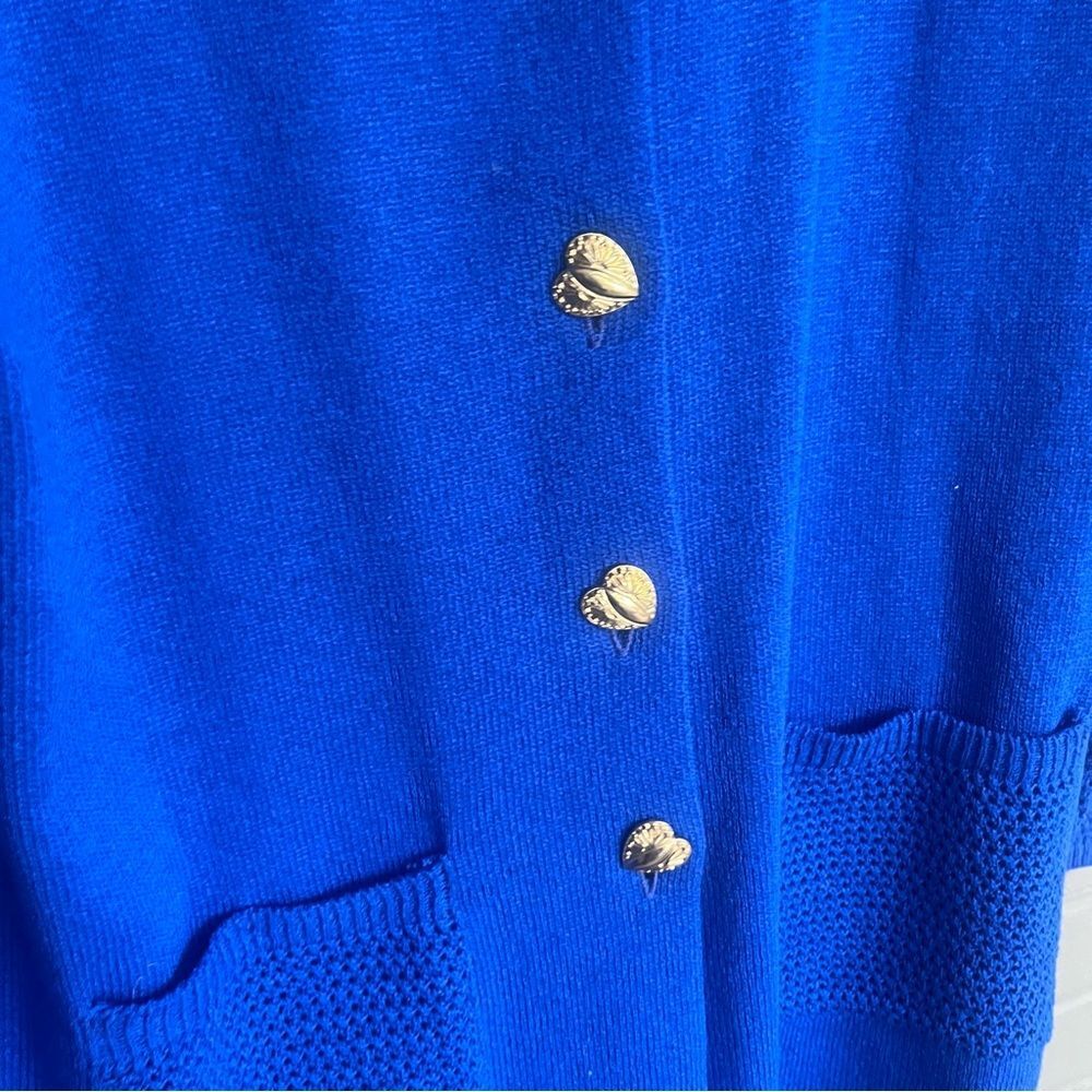 Vintage Blue Sweater Suit with Gold Heart Buttons 12 - Picture 5 of 11
